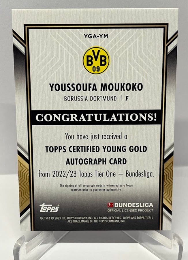 2022-23 Topps Tier One Bundesliga Young Gold AU Youssoufa Moukoko 114/120