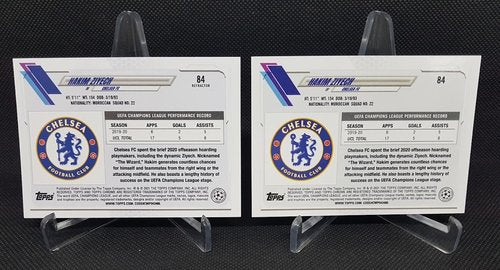 2 Card Lot 2021 Topps Chrome Hakim Ziyech Chelsea Base & Refractor