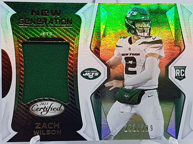 2021 Panini Certified New Generation jersey RC Zach Wilson Jets 253/299