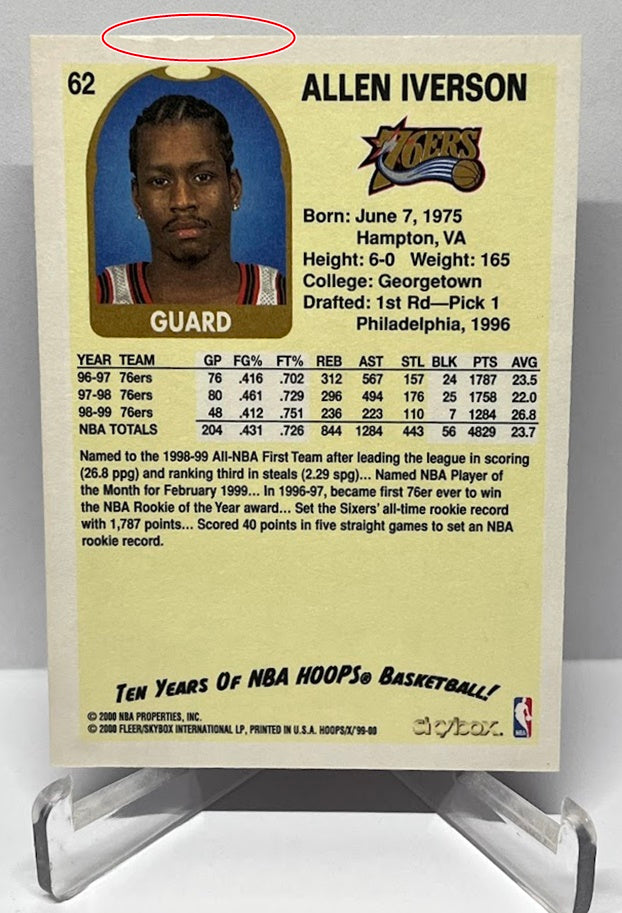 2000 Skybox Hoops Allen Iverson Philadelphia 76ers #62
