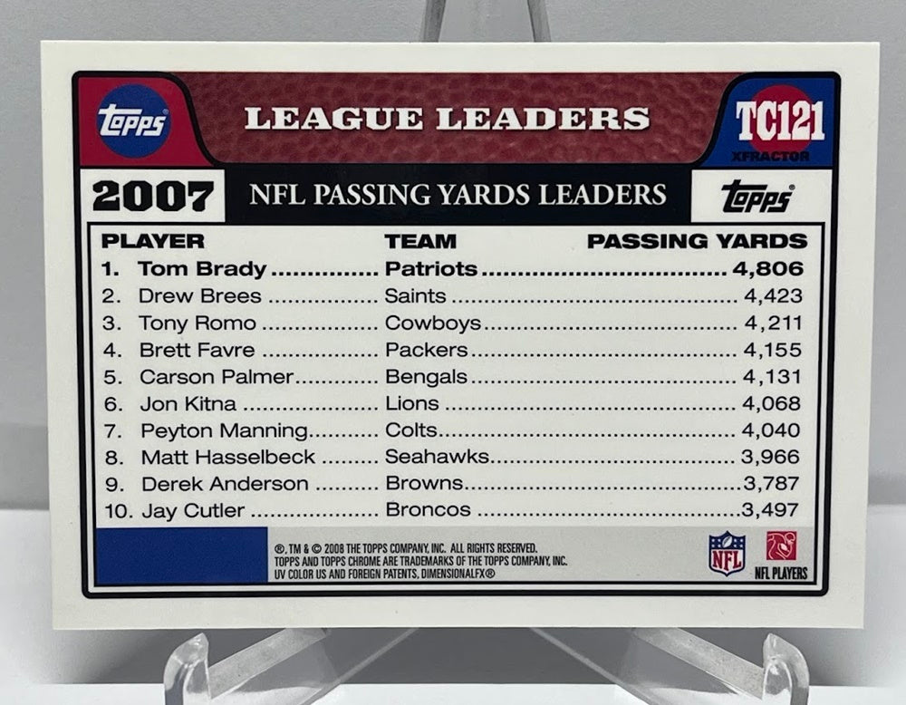 2008 Topps Chrome Leaders Xfractor Tom Brady New England Patriots #121