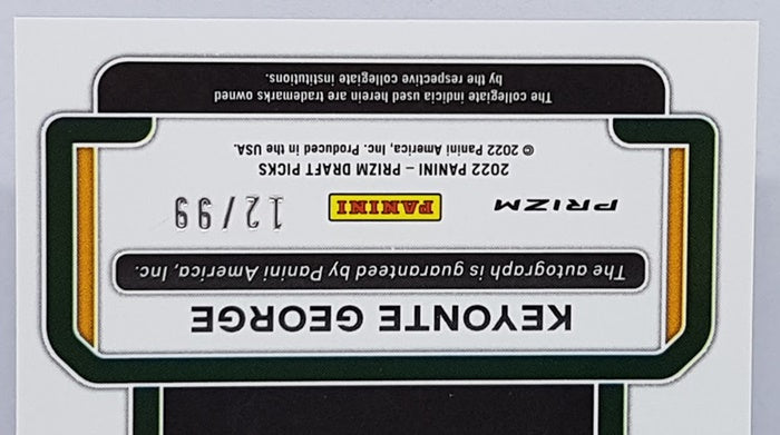 2022 Panini Prizm Draft Picks Purple Cracked Ice Keyonte George 12/99