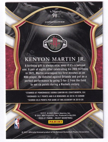 2021 Panini Select RC Kenyon Martin jr Rockets #98