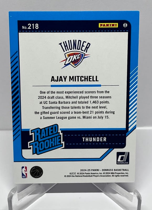 2024-25 Panini Donruss Blue Fireworks RC Ajay Mitchell OKC Thunder 79/85 #218 *6