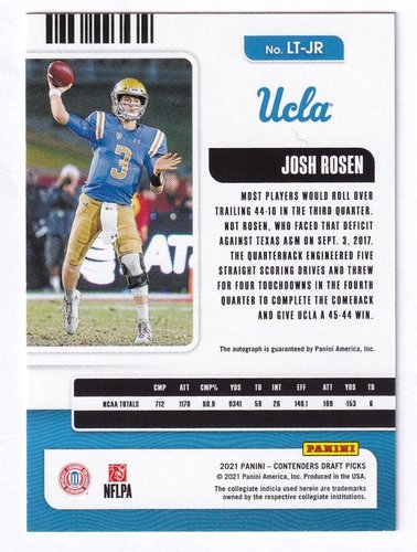 2021 Panini Contenders Legacy Ticket AU Josh Rosen UCLA