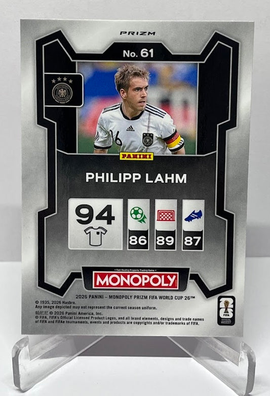 2026 Panini Monopoly Prizm FIFA World Cup Red Prizm Philipp Lahm #61