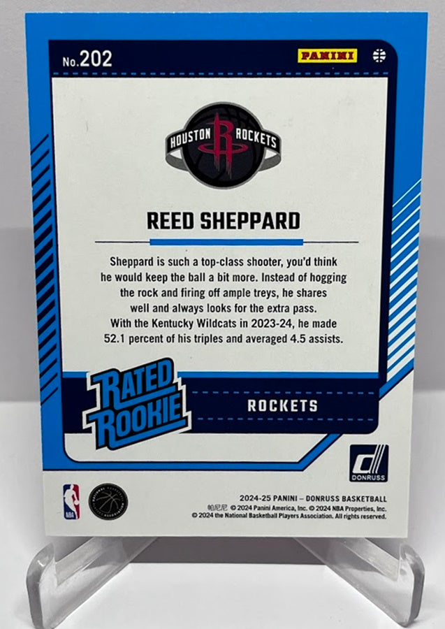 2024-25 Panini Donruss Red Rated Rookie Reed Sheppard Houston Rockets #202 *6