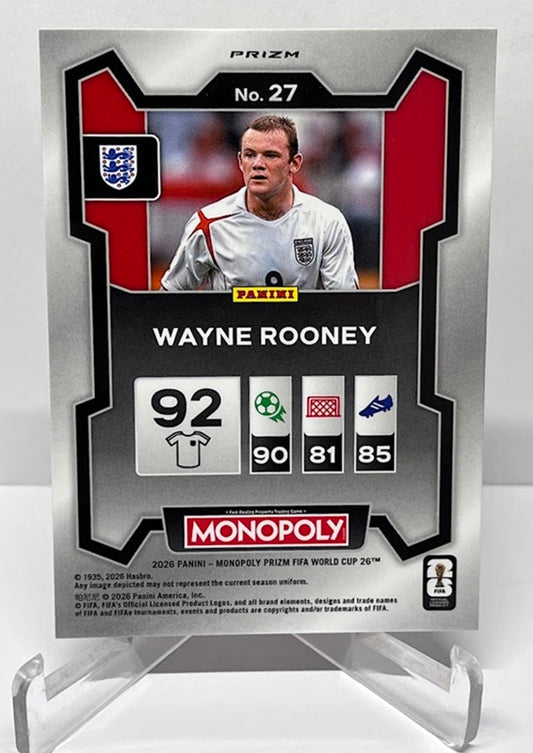 2026 Panini Monopoly Prizm FIFA World Cup Gold Cracked Ice Wayne Rooney #27