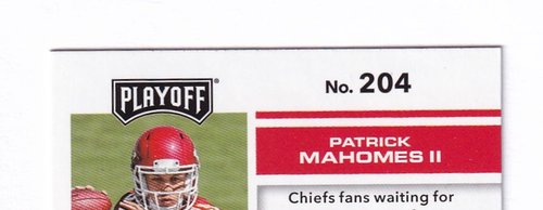 2017 Panini Playoff Football RC Patrick Mahomes II Chiefs #204