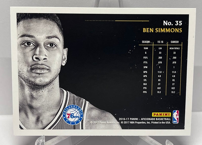 2016-17 Panini Aficionado RC Ben Simmons Philadelphia 76ers #35