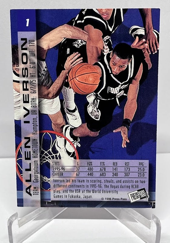 1996 Press Pass Draft Pick RC Allen Iverson Hoyas #1