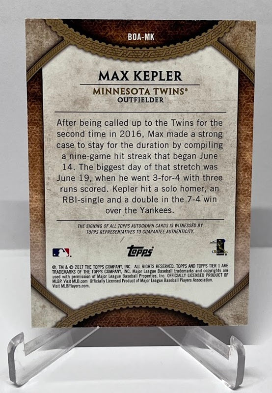 2017 Topps Tier One Break Out Autographs On Card Max Kepler 153/300