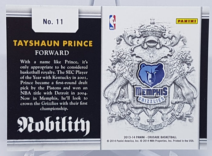 2013 Panini Crusade Nobility Tayshaun Prince Grizzlies 14/25 #11