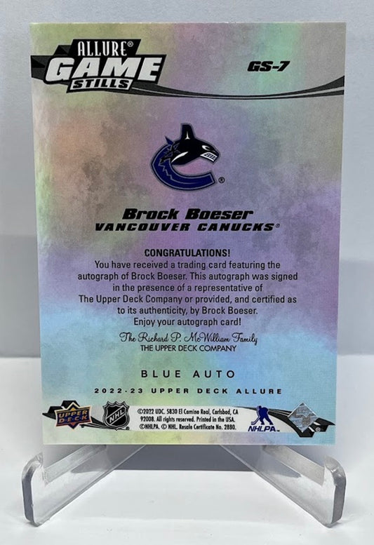 2022-23 Upper Deck Allure Game Stills Brock Boeser Vancouver Canucks