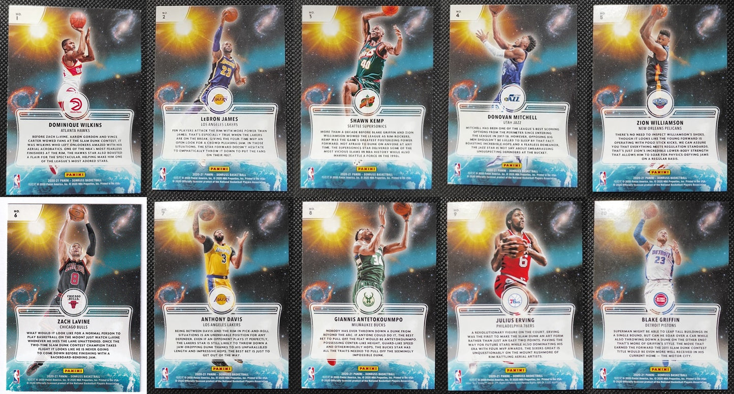 2020-21 Panini Donruss ZERO GRAVITY Complete Set #1-10