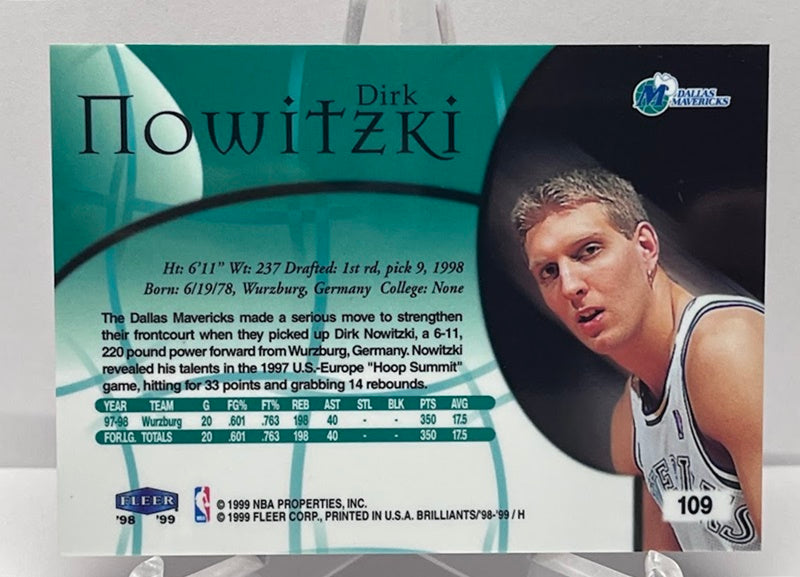 1998-99 Fleer Brilliants Rookie Dirk Nowitzki Dallas Mavericks #109