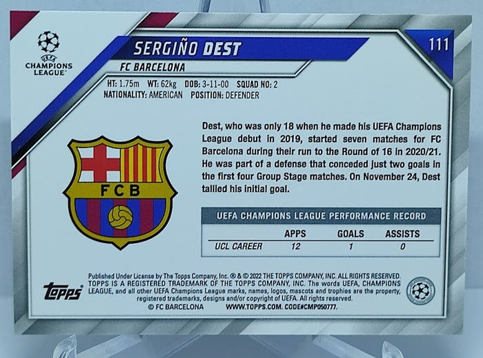 2022 Topps UCL Starball Sergino Dest Barcelona #111