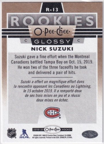 2 Card Lot 2019-20 Upper Deck  Glossy RC Nick Suzuki Canadiens