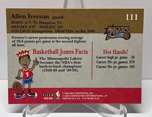 2003-04 Fleer Platinum Allen Iverson Philadelphia 76ers #111