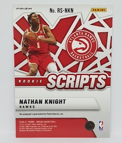 2020-21 Panini Mosaic Rookie Scripts RC Nathan Knight Hawks
