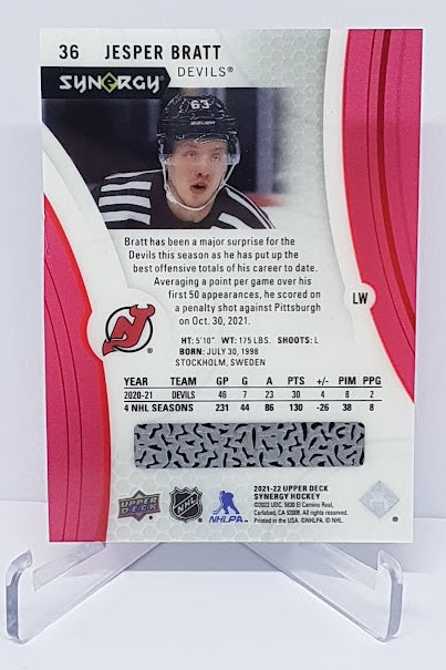 2021-22 Upper Deck Synergy Acetate Jesper Bratt New Jersey Devils #36