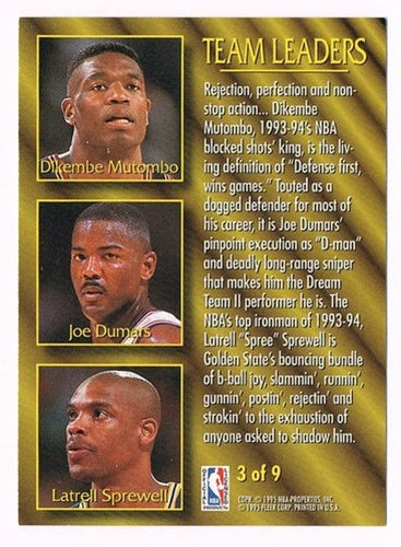 9 Card Lot 1995 Fleer Team Leaders Set 1-9