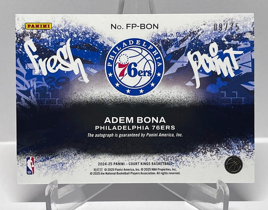 2024-25 Panini Court Kings Fresh Paint RC Adem Bona 76ers 09/75