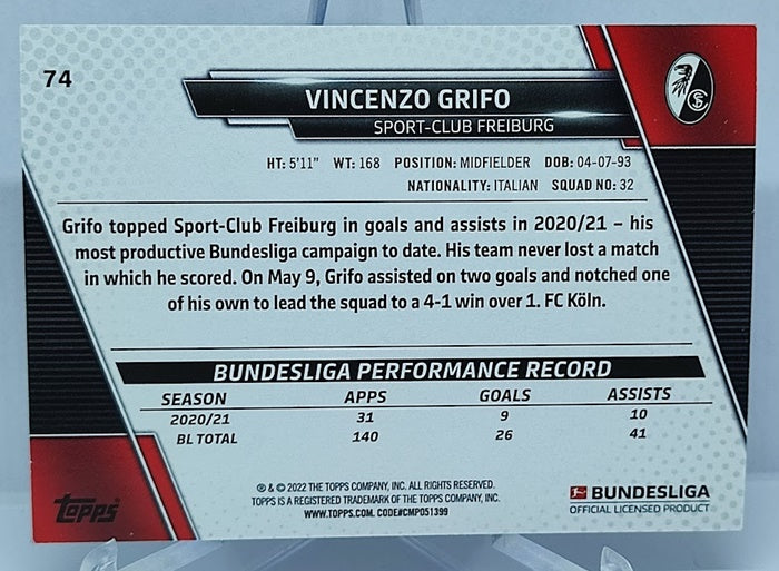 2022 Topps Bundesliga Vincenzo Grifo Freiburg #74