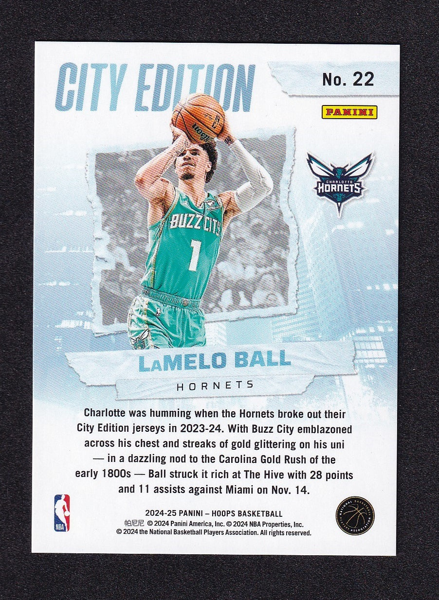 2024-25 Panini Hoops City Edition Artist Proof Lamelo Ball Hornets #22 1/1