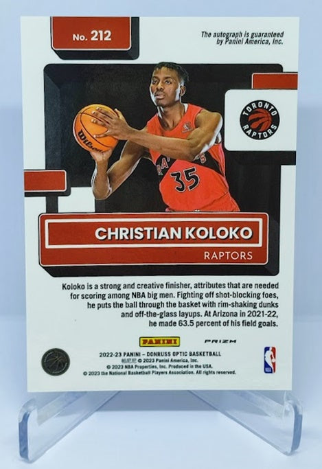 2022-23 Panini Donruss Optic Prizm Rated Rookie Christian Koloko Raptors #212