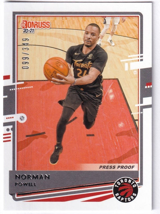 2020-21 Panini Donruss Press Proof Norman Powell Raptors 099/349