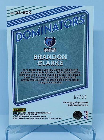 2022-23 Panini Donruss Optic Dominators Brandon Clarke Memphis 62/99
