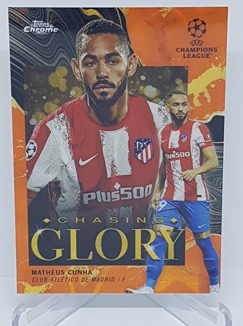 2022 Topps Chrome Champions League Chasing Glory Orange Matheus Cunha