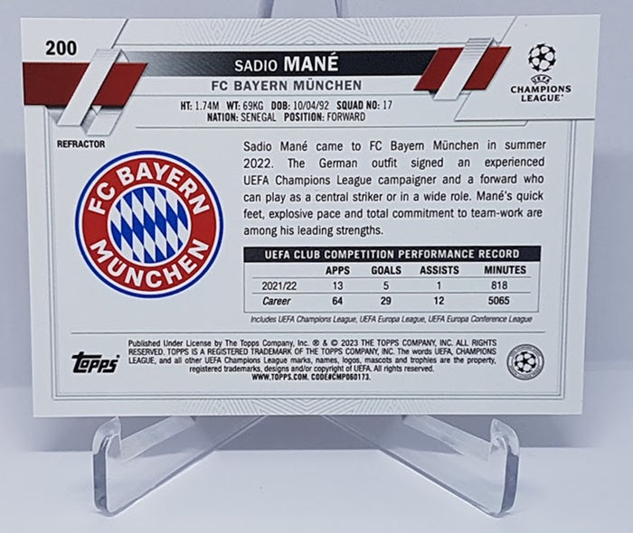2023 Topps Chrome UCL Refractor Sadio Mane Bayern München #200