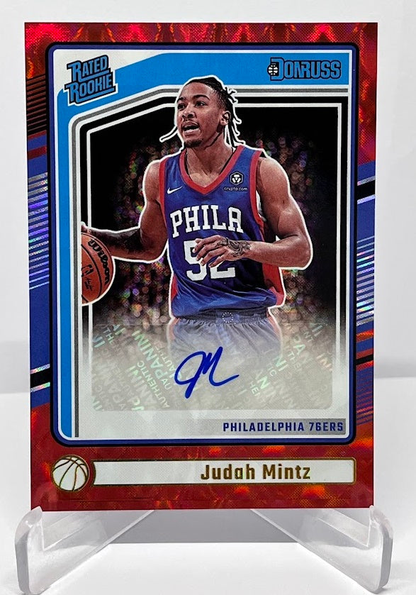 2024-25 Panini Donruss Red Rated Rookie AU Judah Minz 76ers #289 *6
