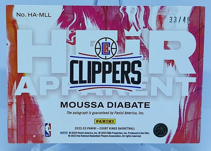 2022-23 Panini Court Kings Heir Apparent RC Moussa Diabate Clippers 33/49