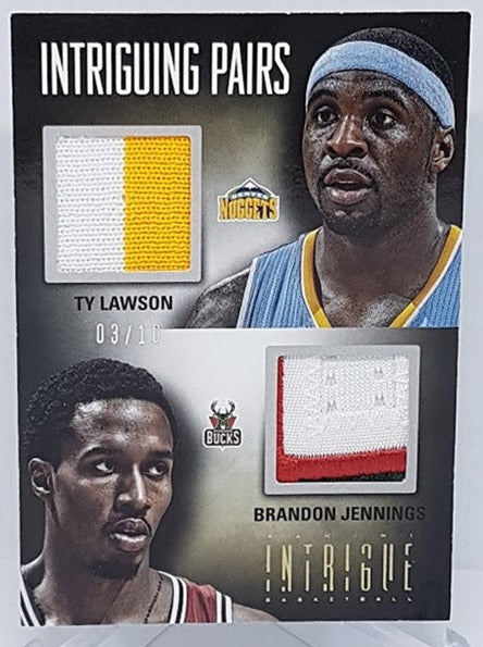 2012-13 Panini Intrigue Patch Ty Lawson Brandon Jennings 03/10 #39