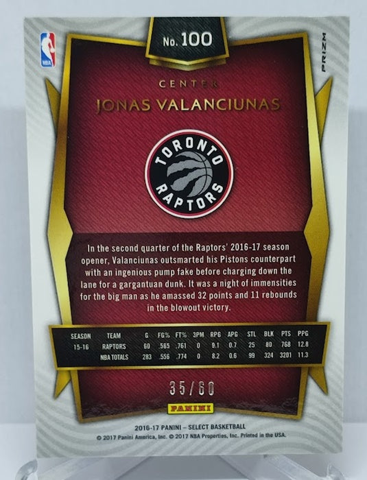 2016-17 Panini Select Orang Prizm Jonas Valanciunas Raptors 35/60 #100