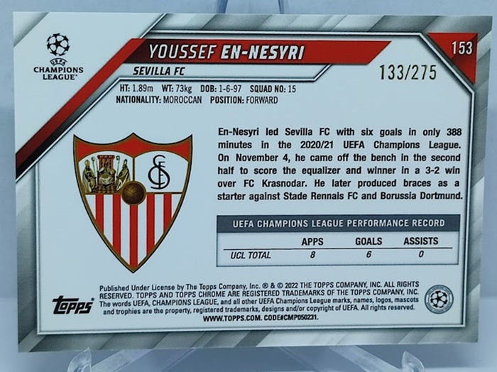 2022 Topps Champions League Youssef En-Nesyri Sevilla 133/275 #153