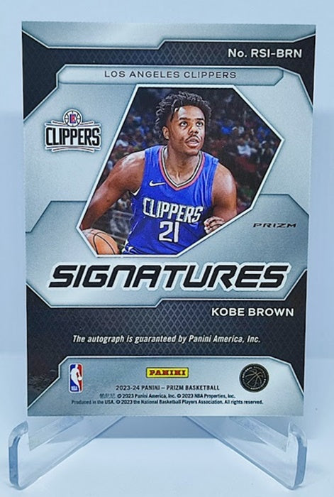 2023-24 Panini Prizm Signatures Silver Prizm RC Kobe Brown Clippers