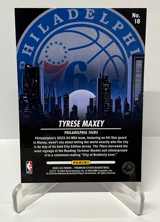 2023-24 Panini Hoops Premium City Edition Tyrese Maxey 76ers #18