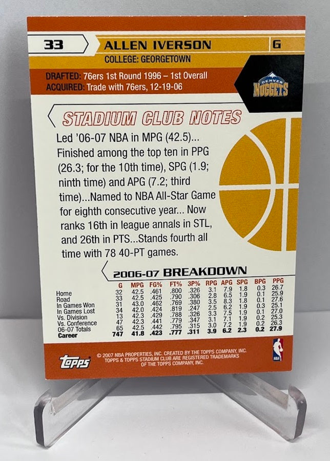 2006-07 Topps Stadium Club Allen Iverson w. Kobe Bryant Denver Nuggets #33