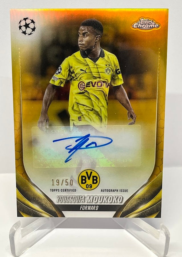 2023-24 Topps Chrome UEFA Gold AU Youssoufa Moukoko BVB 19/50