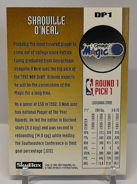 1992-93 Skybox NBA Draft Picks Shaquille O'Neal Orlando *2