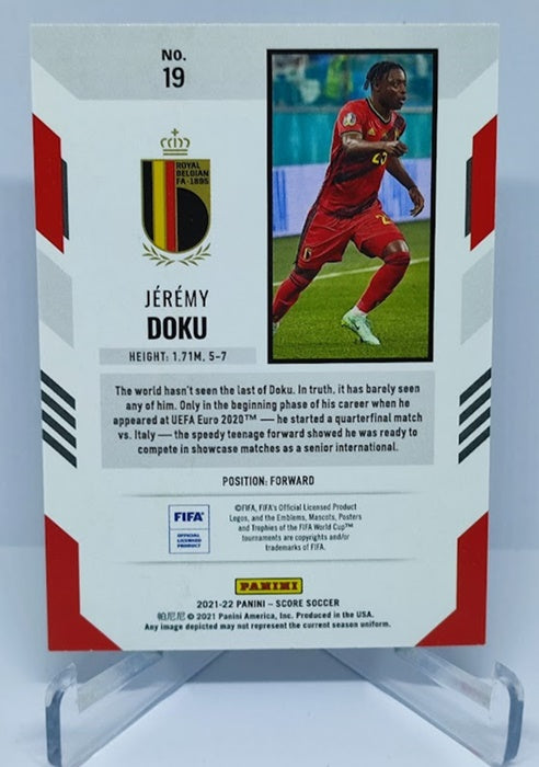 2021-22 Panini Score FIFA Red Laser Jeremy Doku Belgium #19