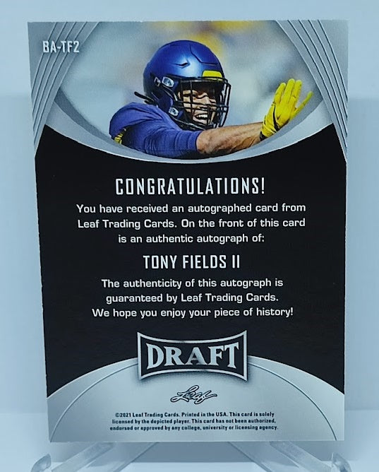 2021 Leaf Draft Autograph RC Tony Fields II *1