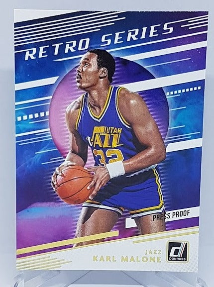 2020-21 Panini Donruss Retro Series Gold Press Proof Karl Malone #25