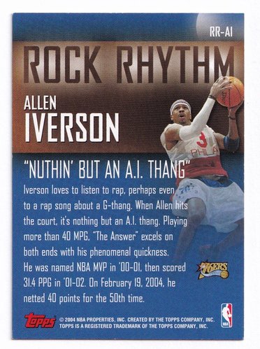 2004 Topps Rock Rhythm Allen Iverson 76ers