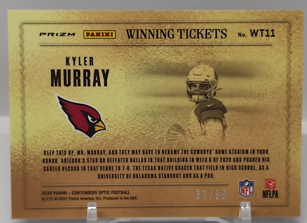 2020 Panini Contenders Optic Winning Tickets Kyler Murray Cardinals 31/99 *2