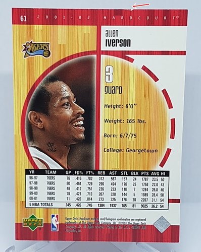 2001-02 Upper Deck Hardcourt Allen Iverson 76ers #61